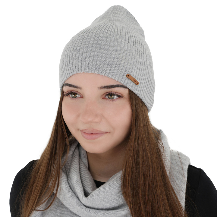 Woman's autumn, winter hat, grey, 100% merino wool, Flerra