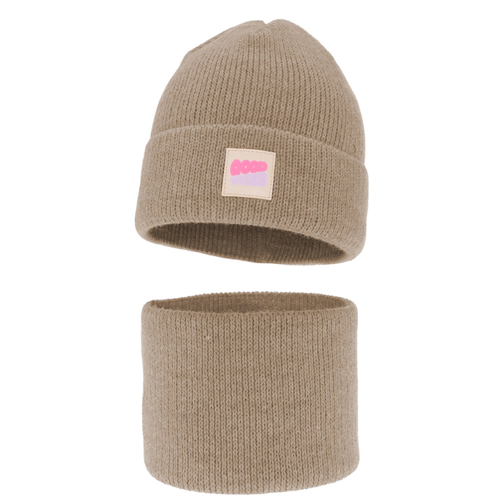 Girl's winter set: hat and tube scarf beige Josephin