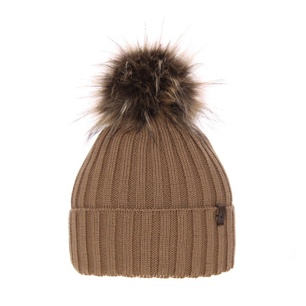 Woman's winter hat camel merino wool Texa