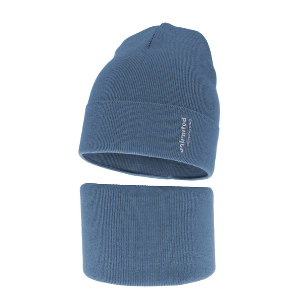 Children's autumn/ spring set: hat and tube scarf blue Timothe