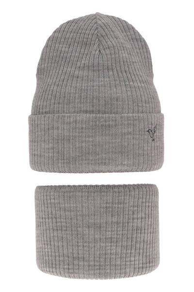 Girl's winter set: hat and tube scarf grey Rosetta