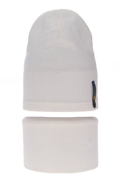 Girl's spring/ autumn set: hat and tube scarf ecru Flores