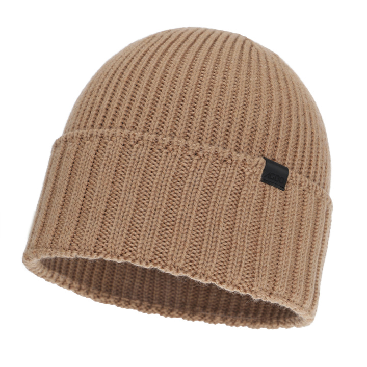 Men's winter hat, camel, 100% merino wool, seamless, Bruner