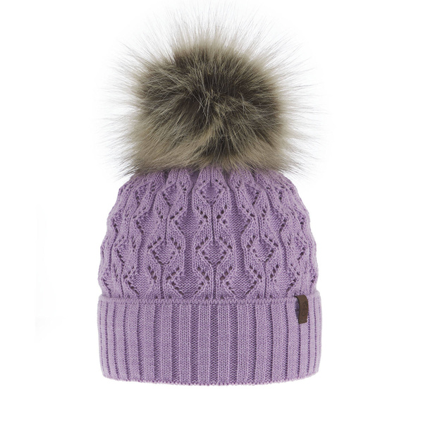 Woman's winter hat violet Katty with pompom