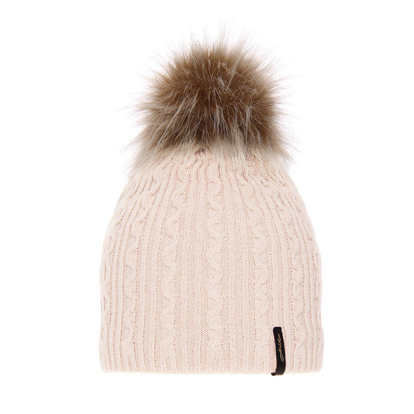 Woman's winter hat beige Xena with pompom