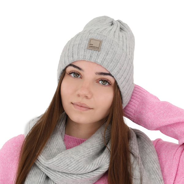 Woman's winter hat grey merino wool Benedetta