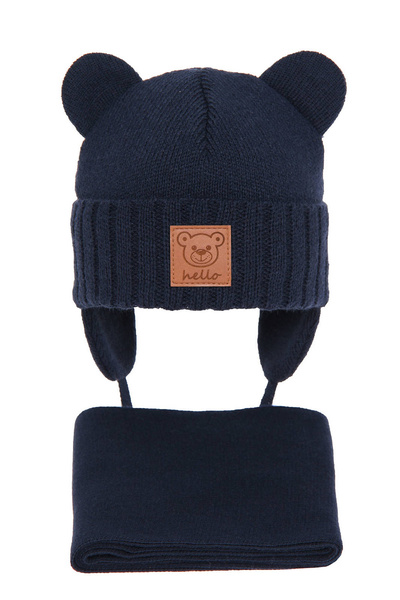 Boy's winter set: hat and scarf navy blue Petit