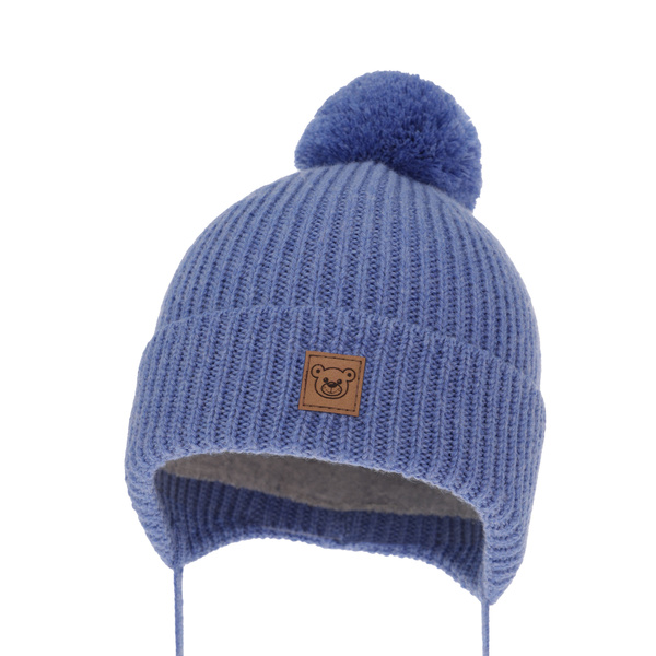 Boy's winter hat blue 100% extra fine merino wool, lined with wool fleece Tacco