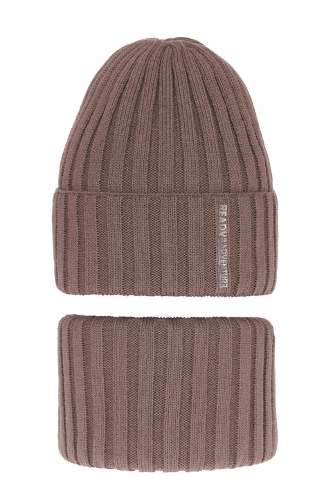 Boy's winter set: hat and tube scarf brown Livido