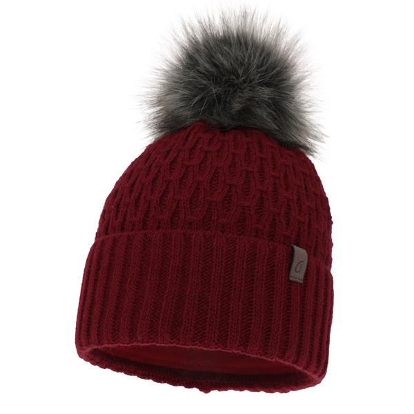 Woman's winter hat burgund Gaba with pompom