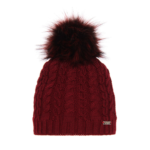 Woman's winter hat burgundy merino wool Satina