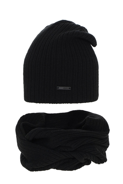 Boy's winter set: hat and tube scarf black Elmer