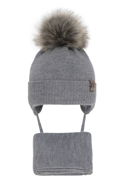 Boy's winter set: grey merino wool hat and scarf Rafael