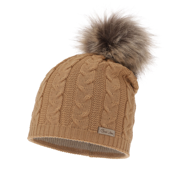 Woman's winter hat camel merino wool Bafi