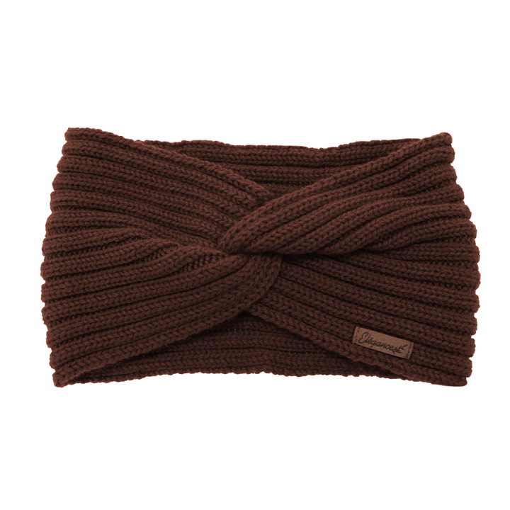 Woman's winter headband, brown, 100% merino wool, Veka