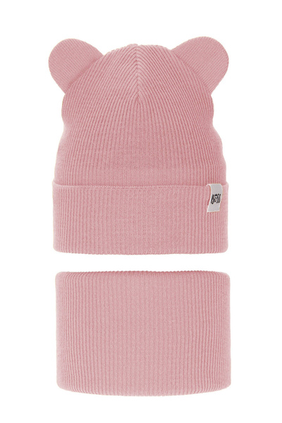 Girl's spring/ autumn set: hat and tube scarf pink Kajra