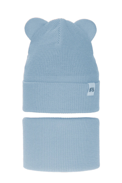 Girl's spring/ autumn set: hat and tube scarf light blue Kajra