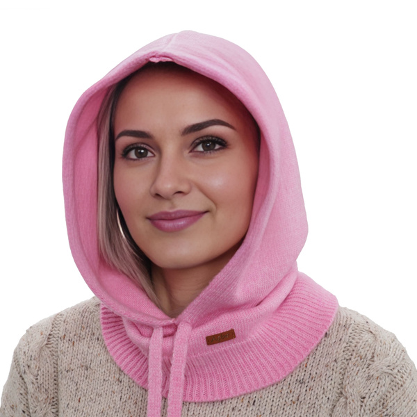 Women's winter balaclava pink merino wool balaclava Elizabeth 