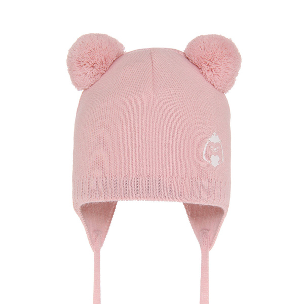 Girl's spring/ autumn hat pink Bunia with two pompom