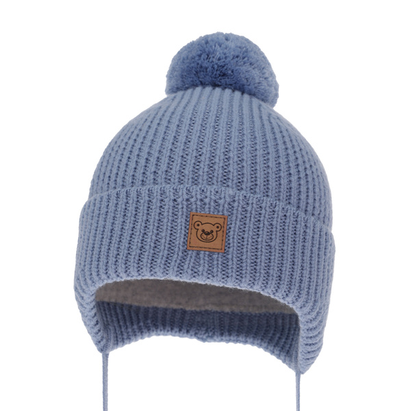 Boy's winter hat blue 100% extra fine merino wool, lined with wool fleece Tacco