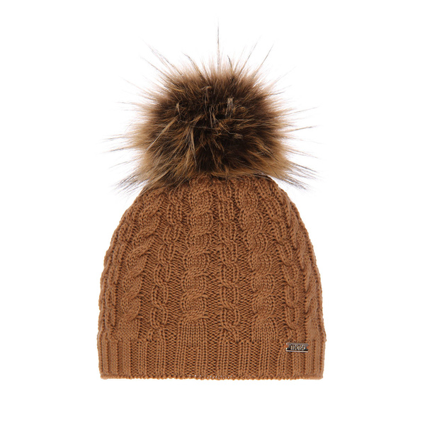 Woman's winter hat in camel merino wool Satina