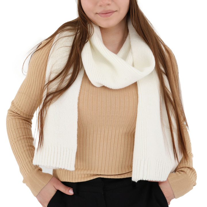 Women's winter scarf white merino wool Loretta