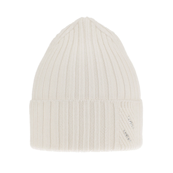 Woman's winter hat white Ariga 100% extra fine merino wool