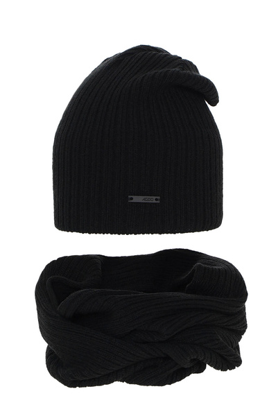 Boy's winter set: hat and tube scarf black Elmer