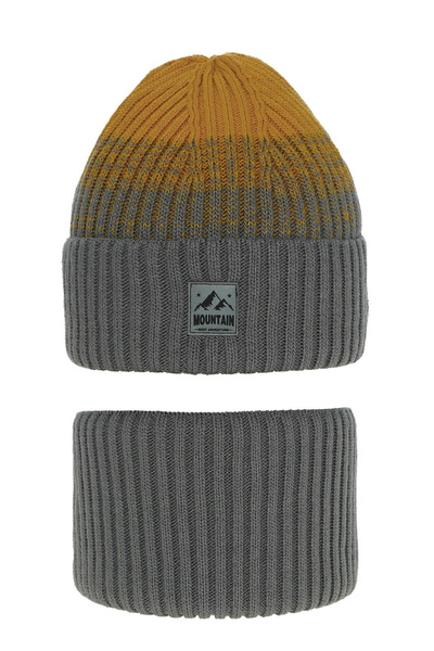 Boy's winter set: hat and tube scarf grey Ralph