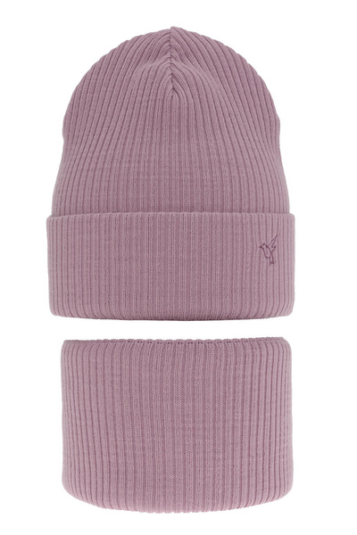 Girl's winter set: hat and tube scarf violet Rosetta