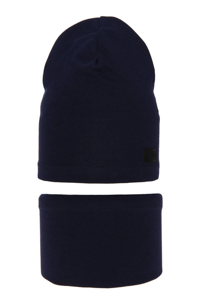 Boy's spring/ autumn set: hat and tube scarf navy blue Frizi