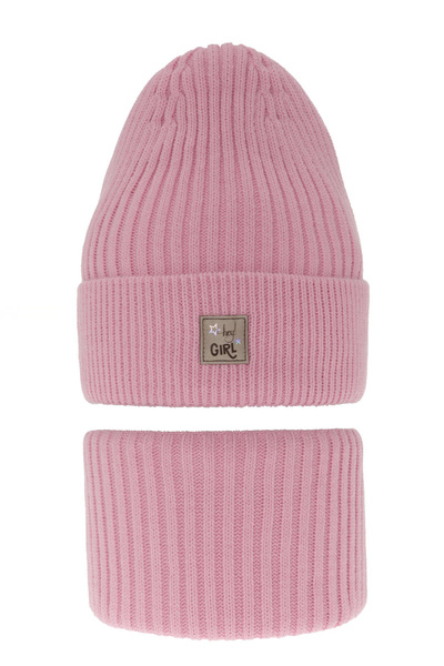 Girl's winter set: hat and tube scarf pink Georgina