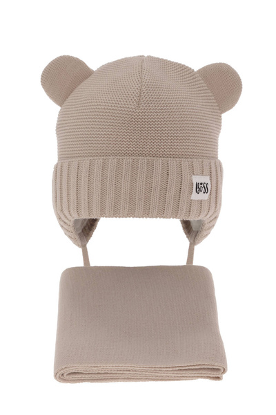 Boy's winter set: hat and scarf beige Luciano