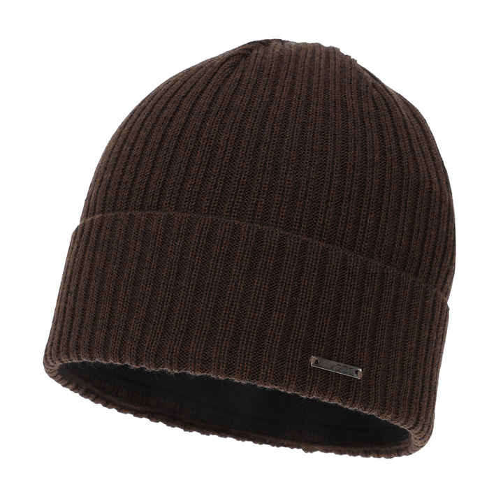 Men's winter hat, brown, with merino wool, Baltor
