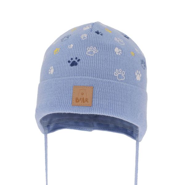Boy's spring/ autumn hat blue with pompom Folik
