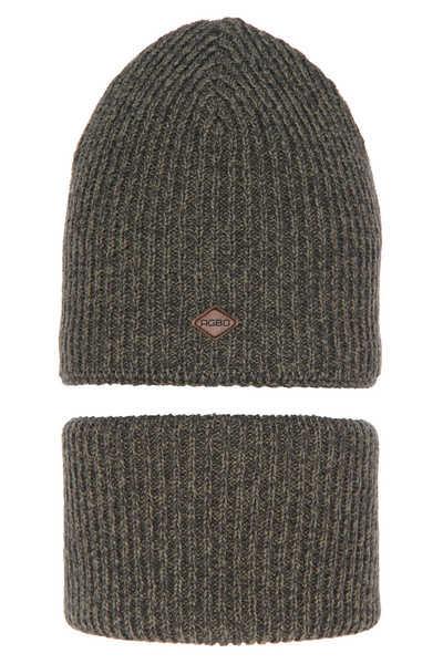 Boy's winter set: hat and tube scarf khaki Wulkan