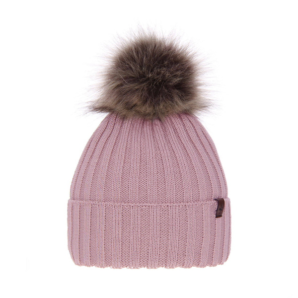 Woman's winter hat pink merino wool Texa