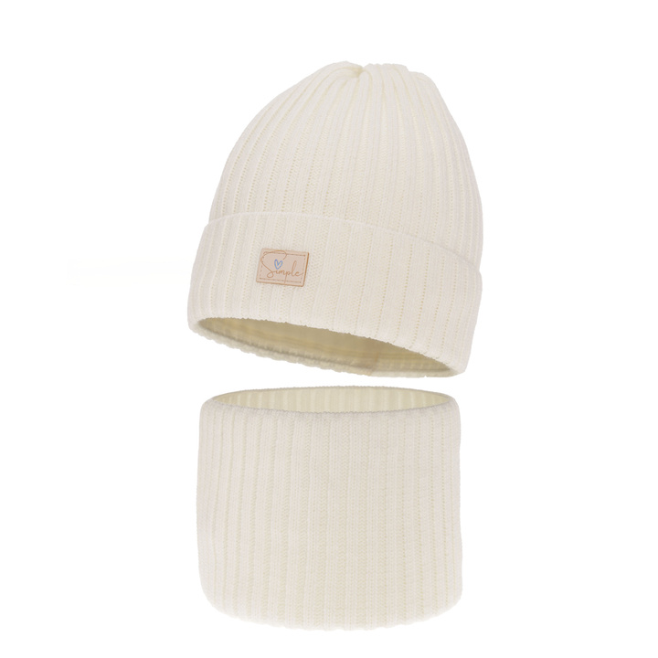 Girl's winter set: hat and tube scarf ecru Tampa