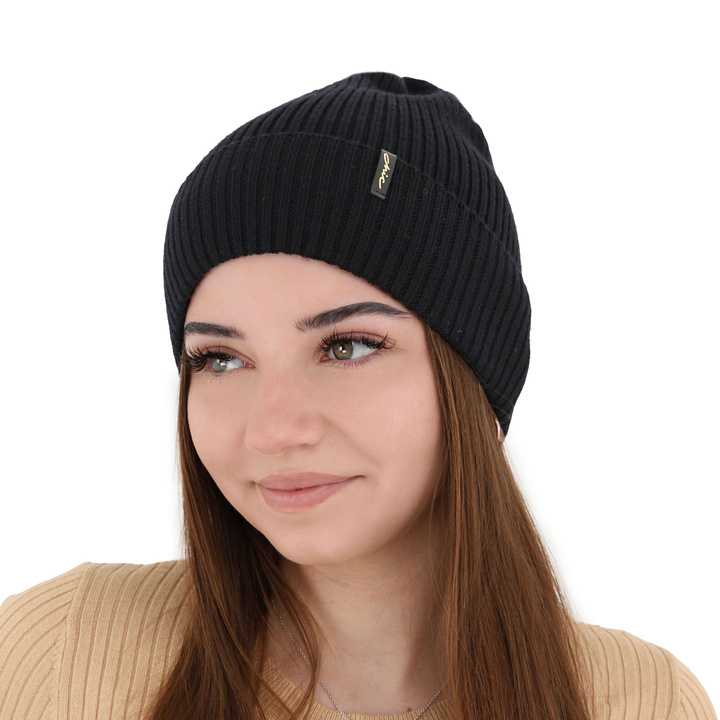 Megan Black Woman's Winter Hat - 100% Extra Fine Merino Wool