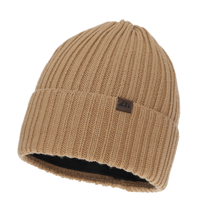 Men's winter hat, camel, with merino wool, Huno