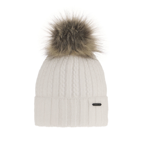 Woman's winter hat white Karizma with pompom