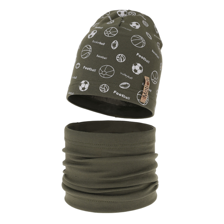 Boy's spring/ autumn set: hat and tube scarf khaki Paolo