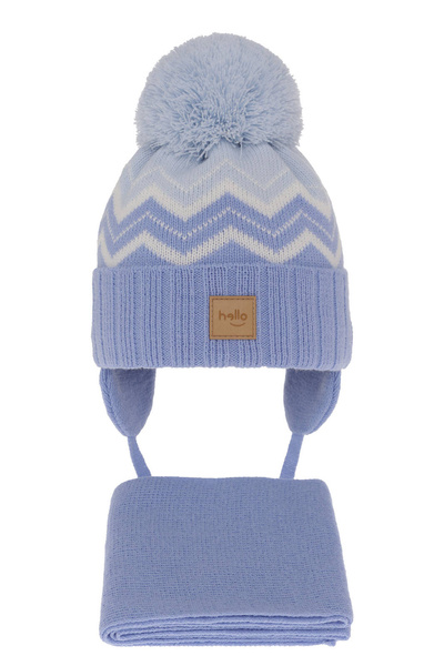 Boy's winter set: hat and scarf blue with pompom Marcus