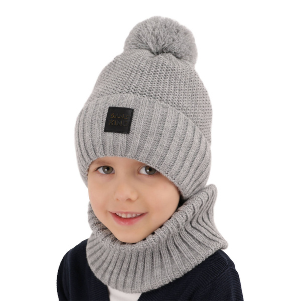 Boy's winter set: hat and tube scarf grey Conan