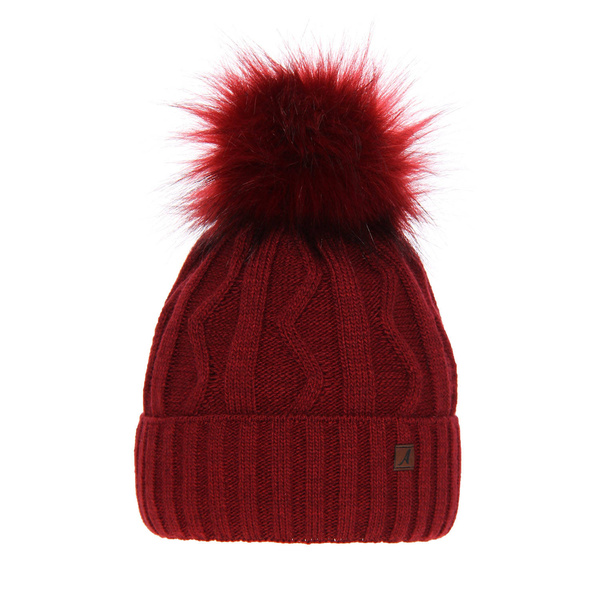 Woman's winter hat burgund Renika with pompom