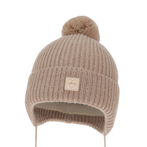 Girls' winter hat camel 100% extra fine merino wool, lined with wool fleece Hakkari