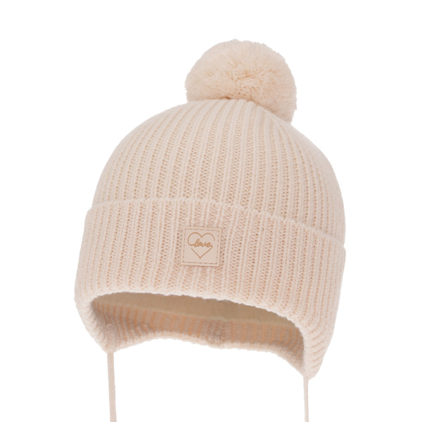 Girls' winter hat pink 100% extra fine merino wool, lined with wool fleece Havana