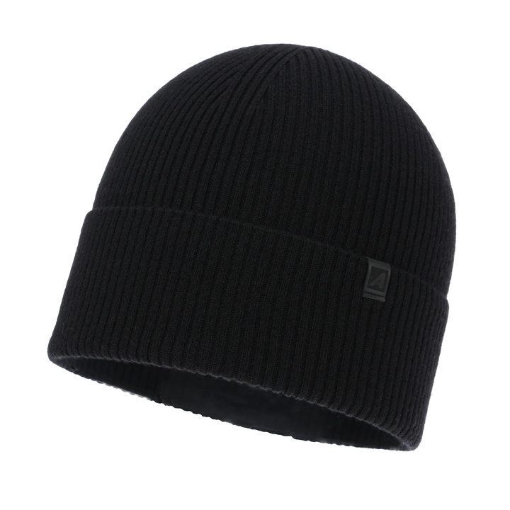Men's spring/autumn hat, black, with merino wool and cashmere, Azuryt