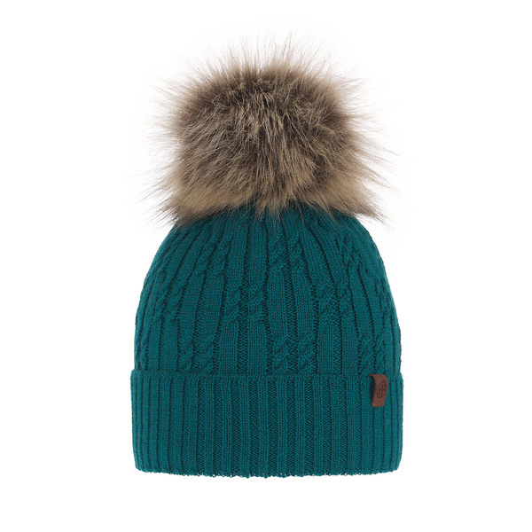 Woman's winter hat - green merino wool Larida