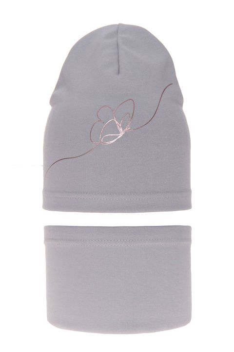 Girl's spring/ autumn set: hat and tube scarf grey Jula
